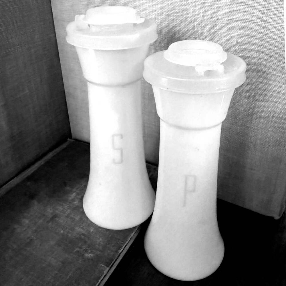 Vintage Tupperware Salt & Pepper Shakers White Flip Top Set